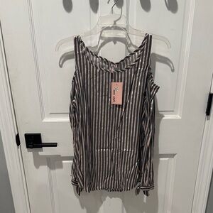 Elegant Star Style Striped Tank Top with Rose Gold Stripes